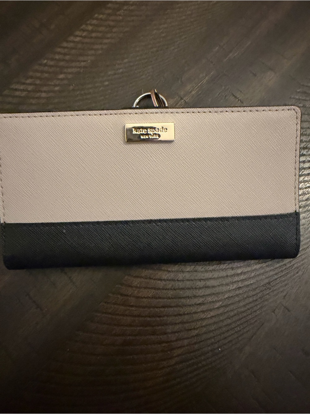 kate spade Two-Tone Taupe and Black Saffiano Wallet